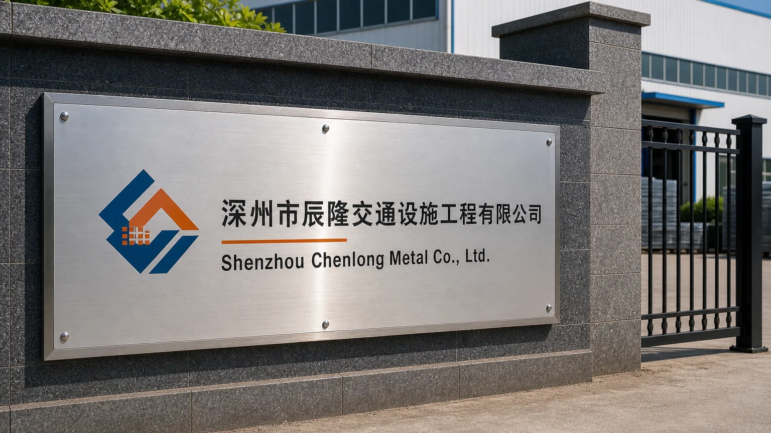 Factory gate sign